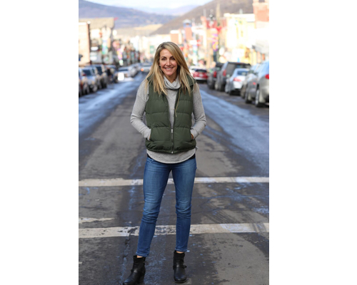 Summer Sanders posing in the middle of the street