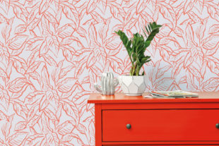 Press image of red flora pattern